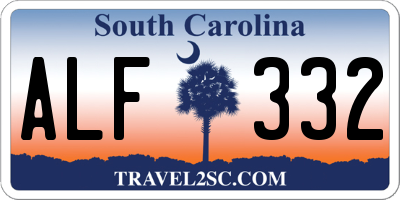 SC license plate ALF332