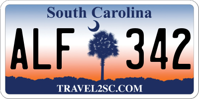 SC license plate ALF342