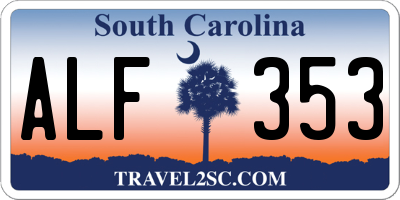 SC license plate ALF353