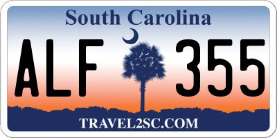 SC license plate ALF355