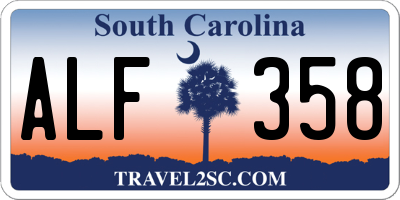 SC license plate ALF358