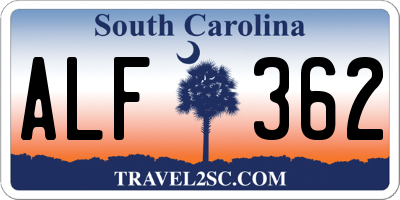 SC license plate ALF362