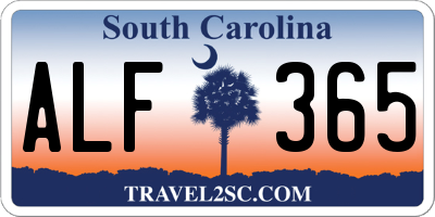 SC license plate ALF365