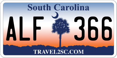 SC license plate ALF366