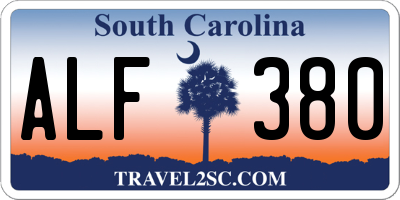 SC license plate ALF380