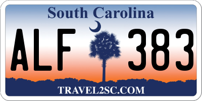 SC license plate ALF383