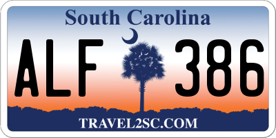 SC license plate ALF386
