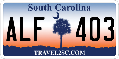 SC license plate ALF403