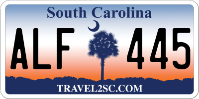 SC license plate ALF445