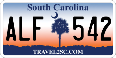 SC license plate ALF542