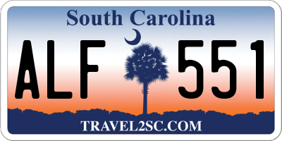 SC license plate ALF551