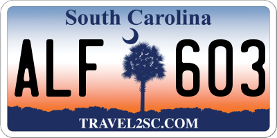 SC license plate ALF603