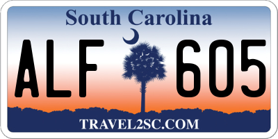 SC license plate ALF605