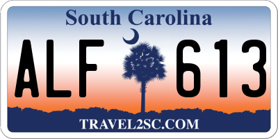 SC license plate ALF613