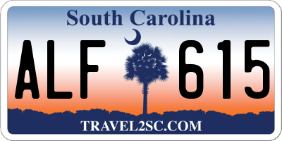 SC license plate ALF615