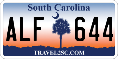 SC license plate ALF644