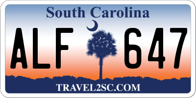 SC license plate ALF647