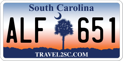 SC license plate ALF651