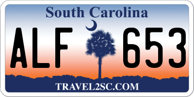 SC license plate ALF653