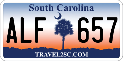 SC license plate ALF657