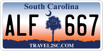 SC license plate ALF667