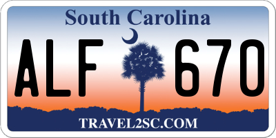 SC license plate ALF670