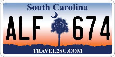SC license plate ALF674