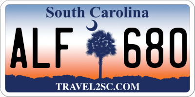 SC license plate ALF680