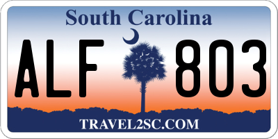 SC license plate ALF803