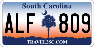 SC license plate ALF809