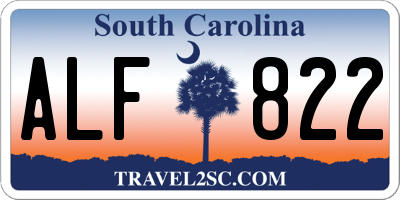 SC license plate ALF822