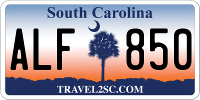 SC license plate ALF850
