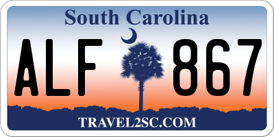 SC license plate ALF867