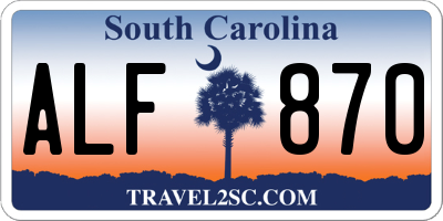 SC license plate ALF870