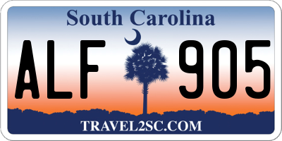 SC license plate ALF905