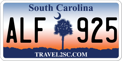 SC license plate ALF925