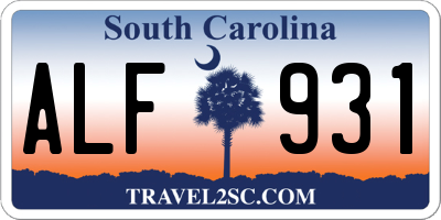 SC license plate ALF931