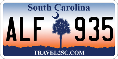 SC license plate ALF935