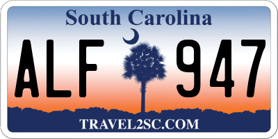 SC license plate ALF947