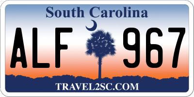 SC license plate ALF967