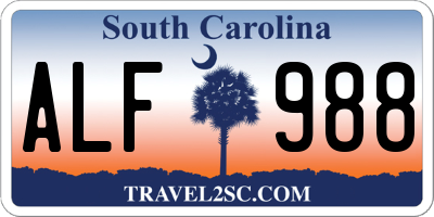 SC license plate ALF988