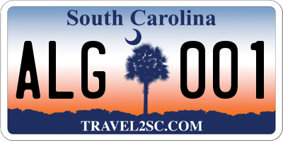 SC license plate ALG001