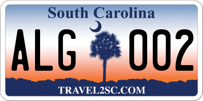 SC license plate ALG002