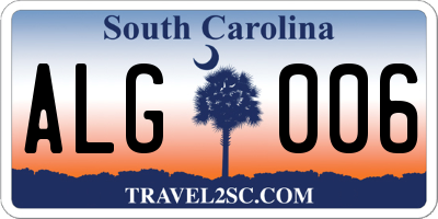 SC license plate ALG006