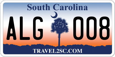SC license plate ALG008