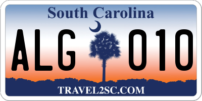 SC license plate ALG010