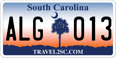 SC license plate ALG013