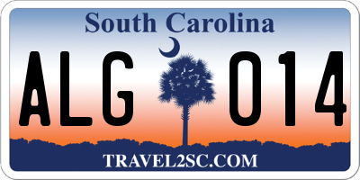 SC license plate ALG014