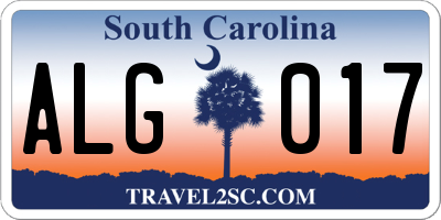 SC license plate ALG017
