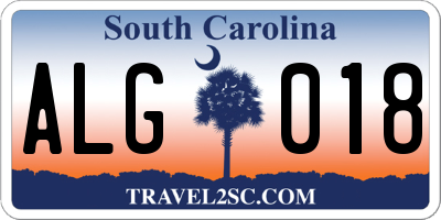 SC license plate ALG018